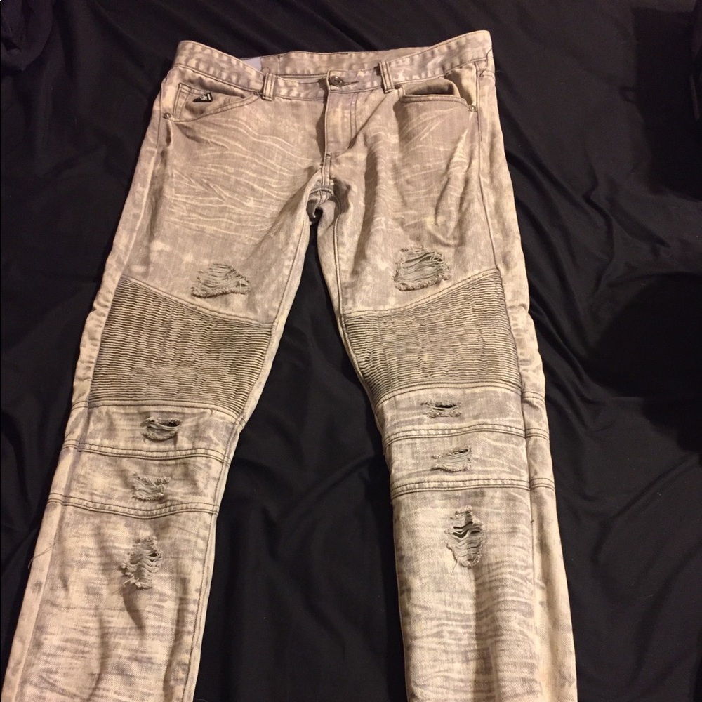 Denim grey biker jeans
